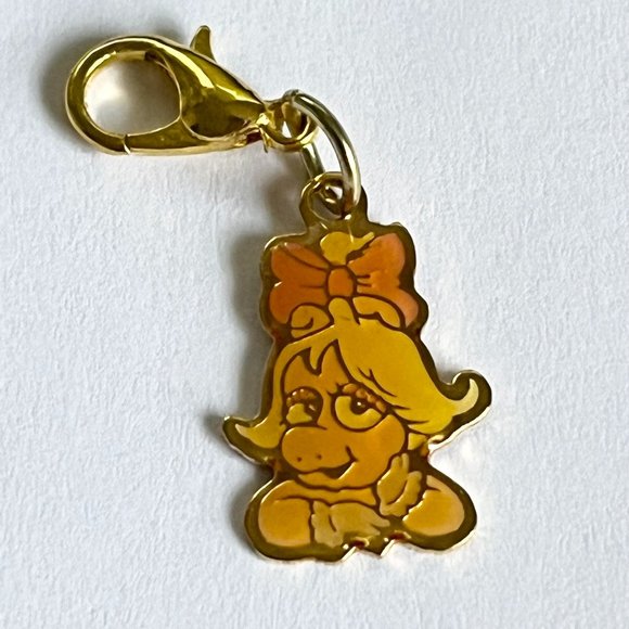 Vintage Miss Piggy Muppets Charm Zipper Pull Purse Clip On Signed Jim Henson - Picture 3 of 10